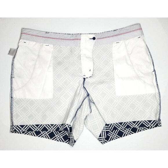 Lands End Shorts Womens 20W Plus Blue Criss Cross Print Mid Rise Chino Short - Picture 9 of 16